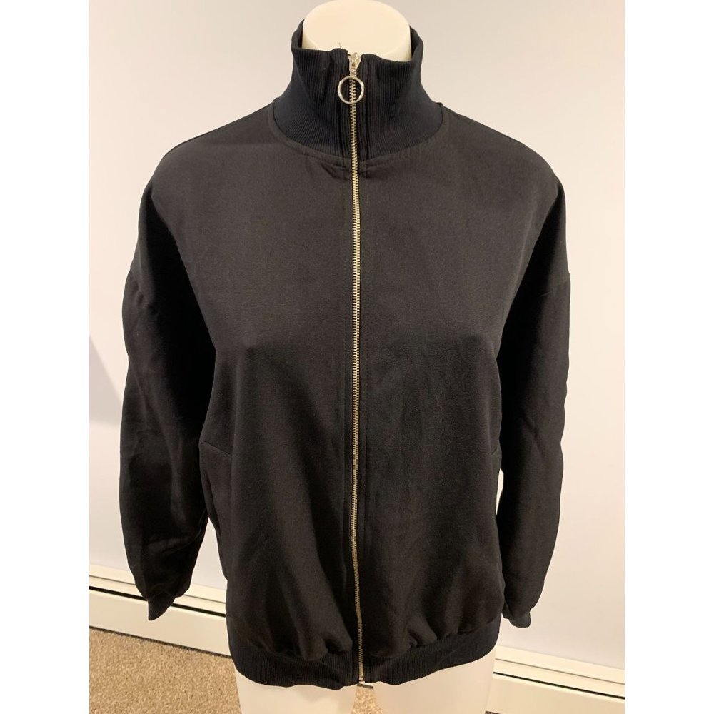 Zara Basic Zip-Up Black Jacket Size M - image 1